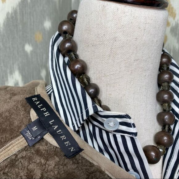 Ralph Lauren Long-Line Italian Lamb Shearling Vest - Picture 3 of 16